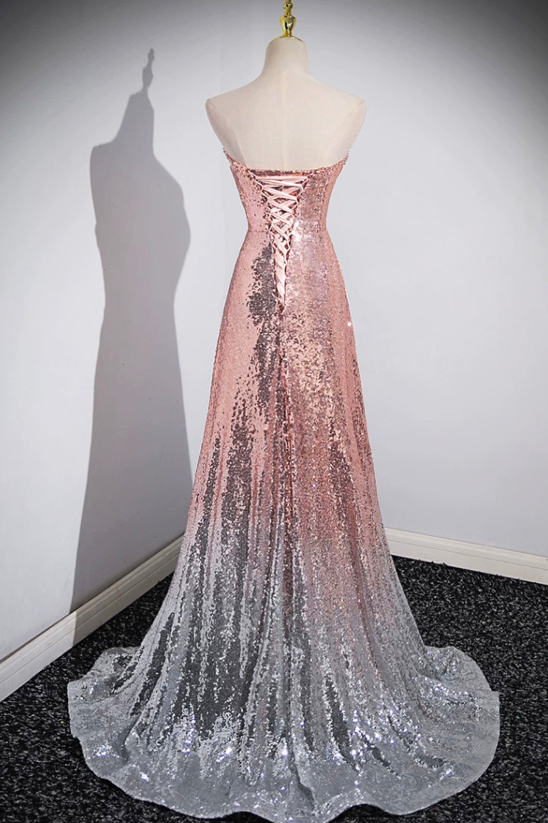 Mermaid Sequins Long Prom Dress, Sparkling Sweetheart Neckline Ombre Evening Dress