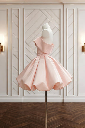 Pink Off-the-Shoulder Satin Party Dress, Lovely A-Line Homecoming Dress
