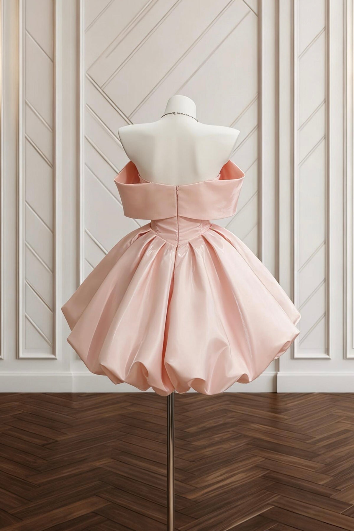 Pink Off-the-Shoulder Satin Party Dress, Lovely A-Line Homecoming Dress