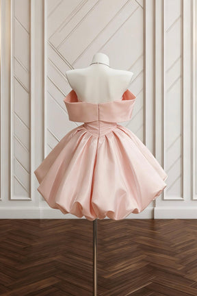 Pink Off-the-Shoulder Satin Party Dress, Lovely A-Line Homecoming Dress