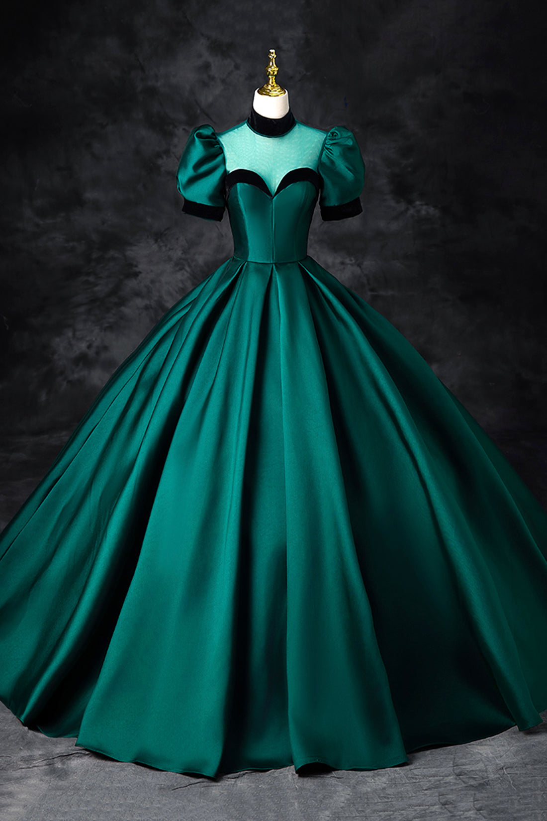 Dark Green Satin Long Prom Dress, Beautiful A-Line Evening Dress Party Dress