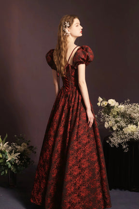 Burgundy Lace Butterfly Printing Prom Dress, Beautiful A-Line Party Dress