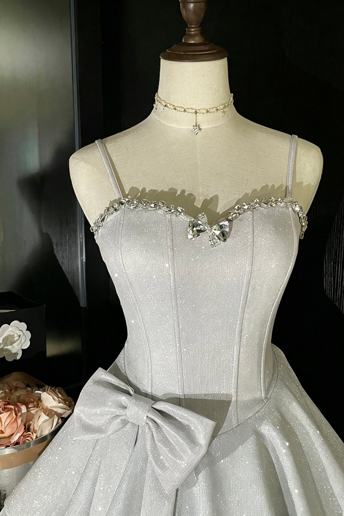 Sparkly Silver Glitter Mini Homecoming Dress Spaghetti Strap Sweetheart Corset Tutu Prom Gown