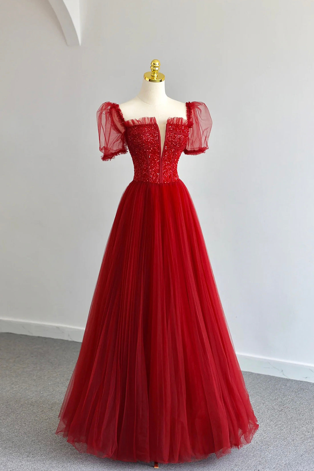 Elegant Red Halter V Neck Long Prom Dresses with High Split, Red Forma –  abcprom
