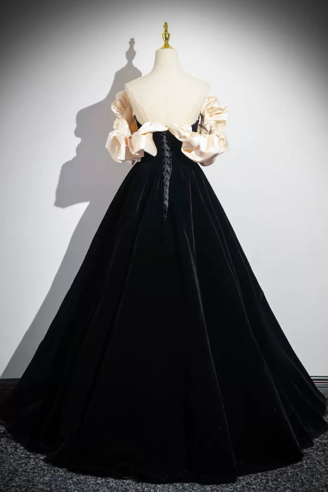 Black Velvet Long A-Line Prom Dress, Off the Shoulder Evening Party Dr