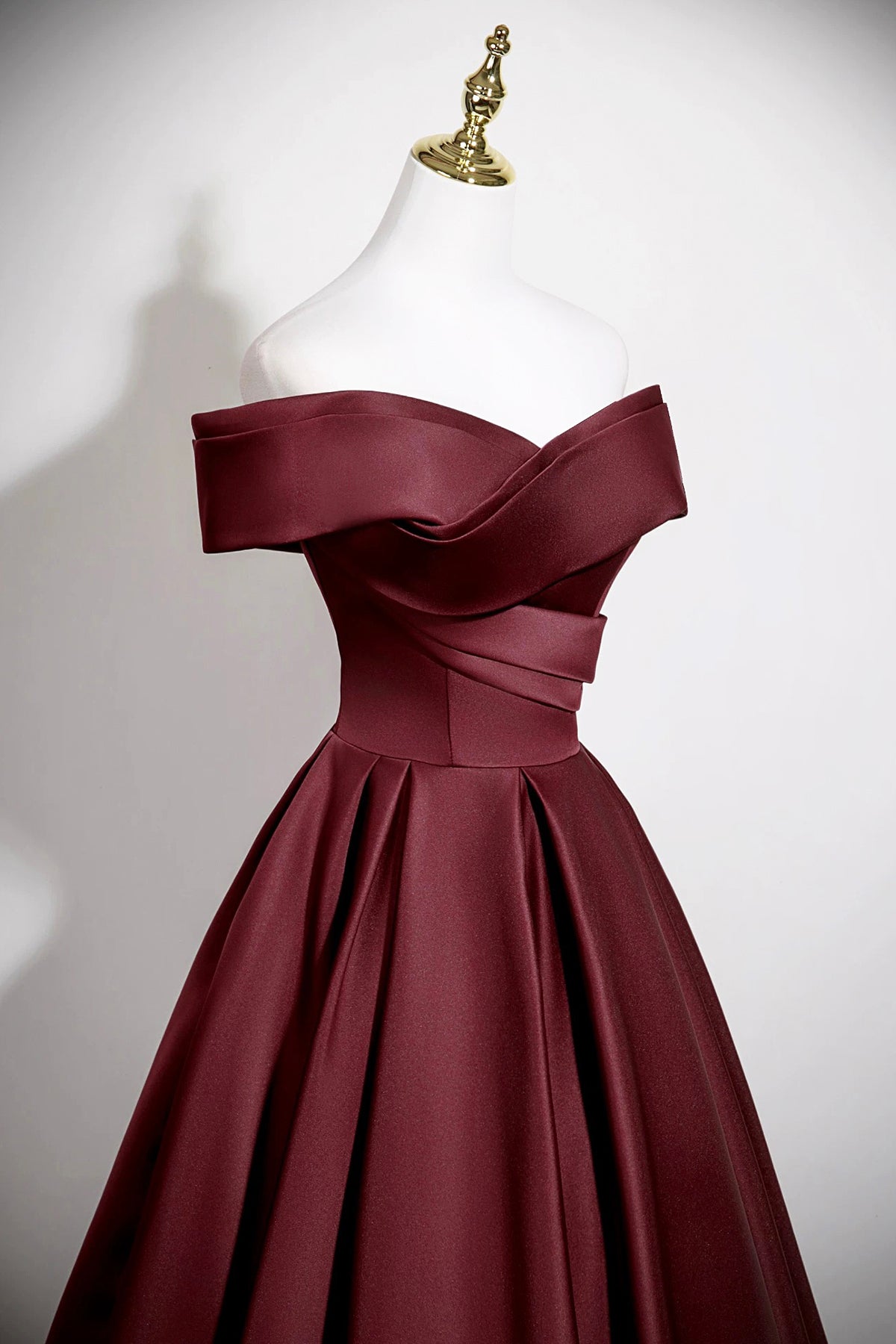 Burgundy Satin Long Prom Dress, Elegant A-Line Evening Party Dress