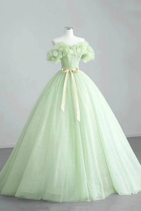 Elegant Sage Green Long Formal Dress, A-Line Off the Shoulder Evening Party Dress