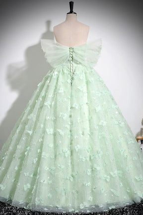 Green Tulle Floor Length Formal Dress, Lovely A-Line Off the Shoulder Evening Dress