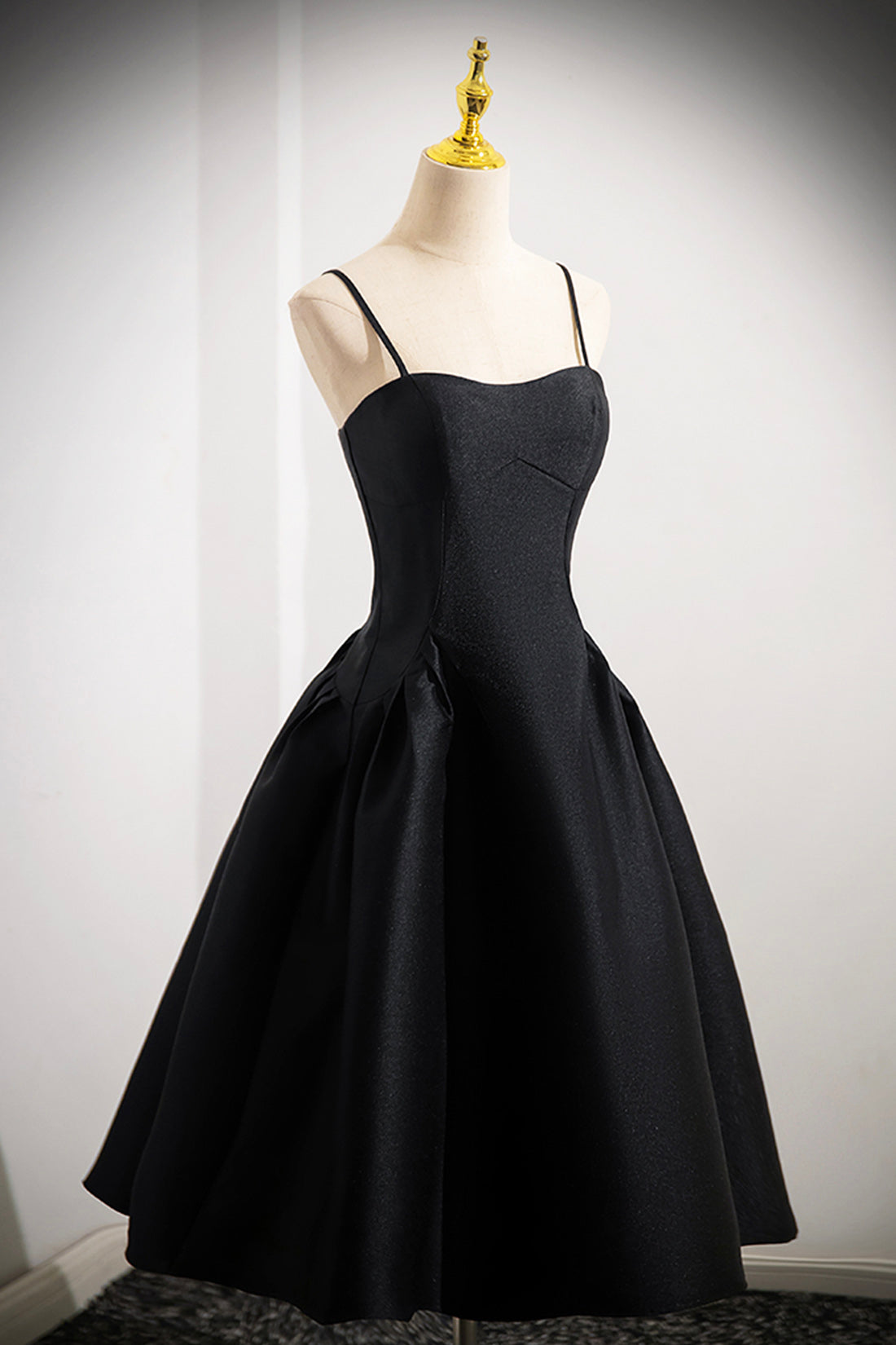 Black Spaghetti Strap Satin Short Prom Dress, Simple A-Line Homecoming Black Spaghetti Strap Satin Short Prom Dress, Simple A-Line Homecoming