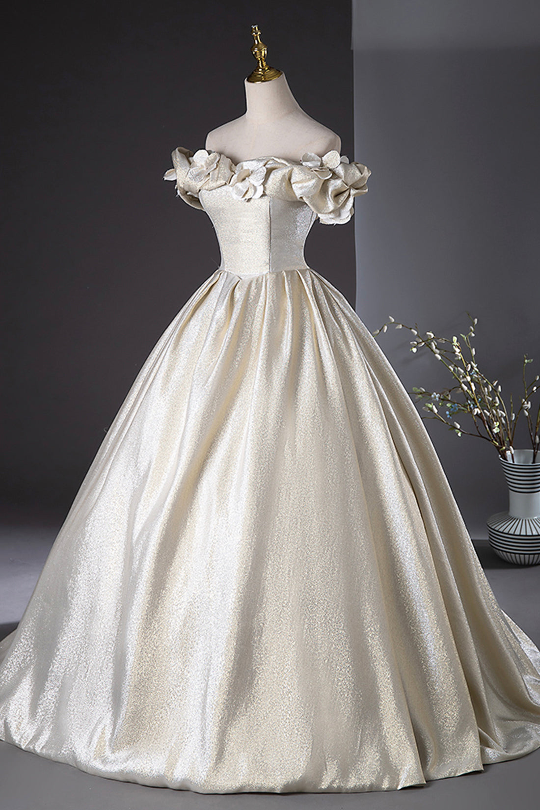 Champagne Satin Long Prom Dress, Beautiful A-Line Evening Party Dress