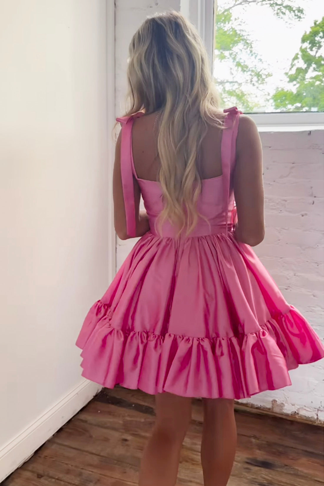 Cute A-line Sweetheart Satin Pink Homecoming Dress, Pink Short Graduation Dress