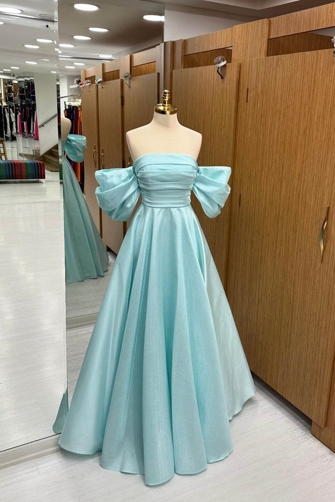 Blue Tulle Floor Length Prom Dress, Beautiful A-Line Formal Evening Dress