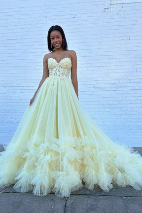 yellow corset prom dress Trumpet Mermaid Yellow Prom Dresses - Long & Short Prom Gowns