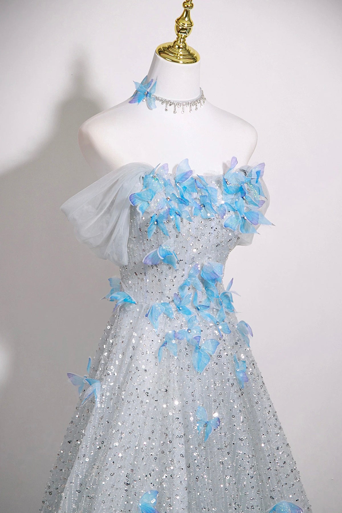 silver butterfly dress 3D Butterfly Applique Short A-Line Dress by Juliet 902 Burgundy / M