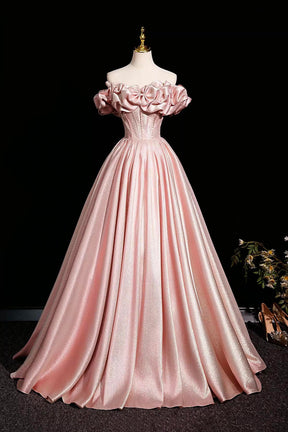 Stunning Pink Prom Dresses Ball Gown, A-line Backless Prom Formal Dresses