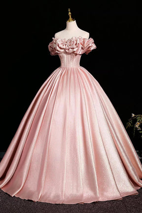 Stunning Pink Prom Dresses Ball Gown, A-line Backless Prom Formal Dresses