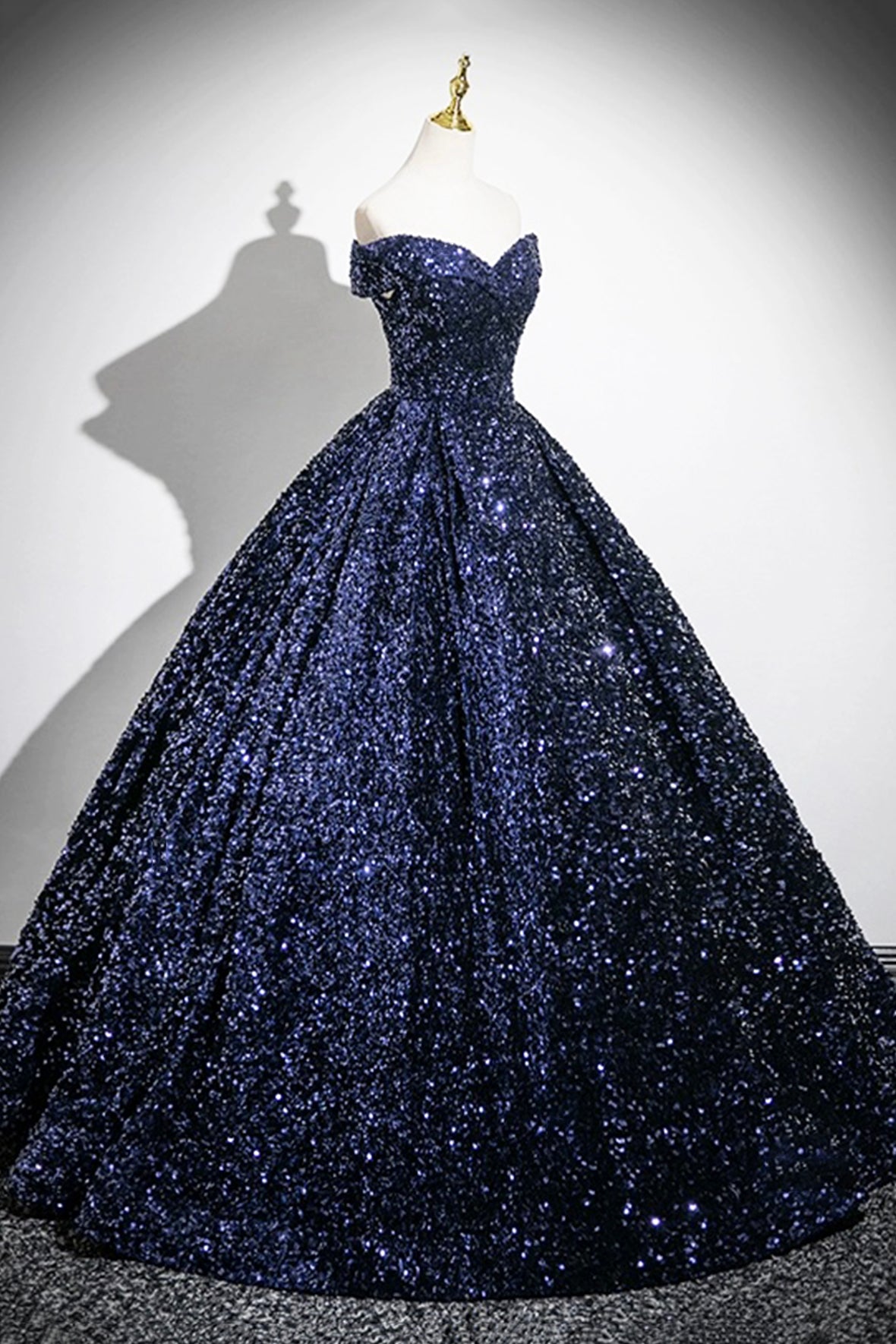 Dark Blue Sequins Long Prom Dress, Elegant A-Line Evening Party Dress Dark Blue Sequins Long Prom Dress, Elegant A-Line Evening Party Dress