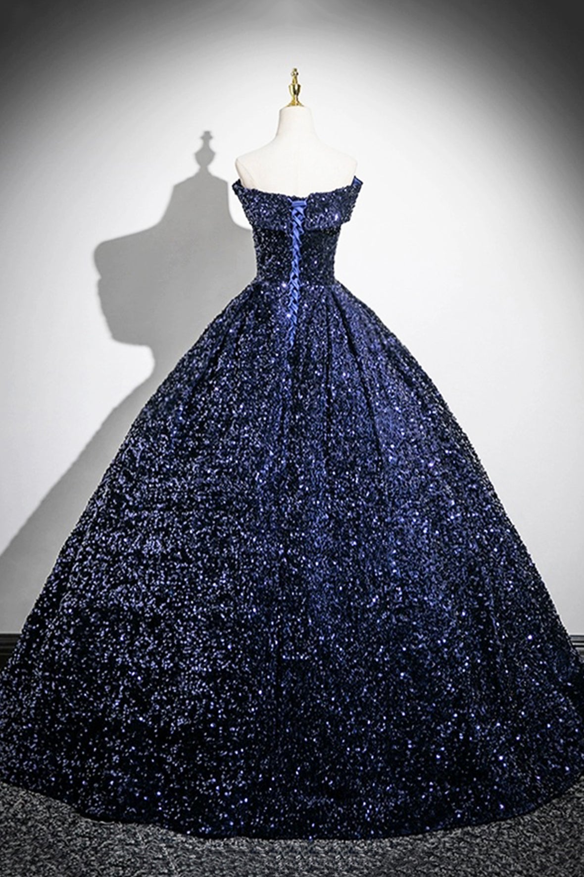 Dark Blue Sequins Long Prom Dress, Elegant A-Line Evening Party Dress Dark Blue Sequins Long Prom Dress, Elegant A-Line Evening Party Dress