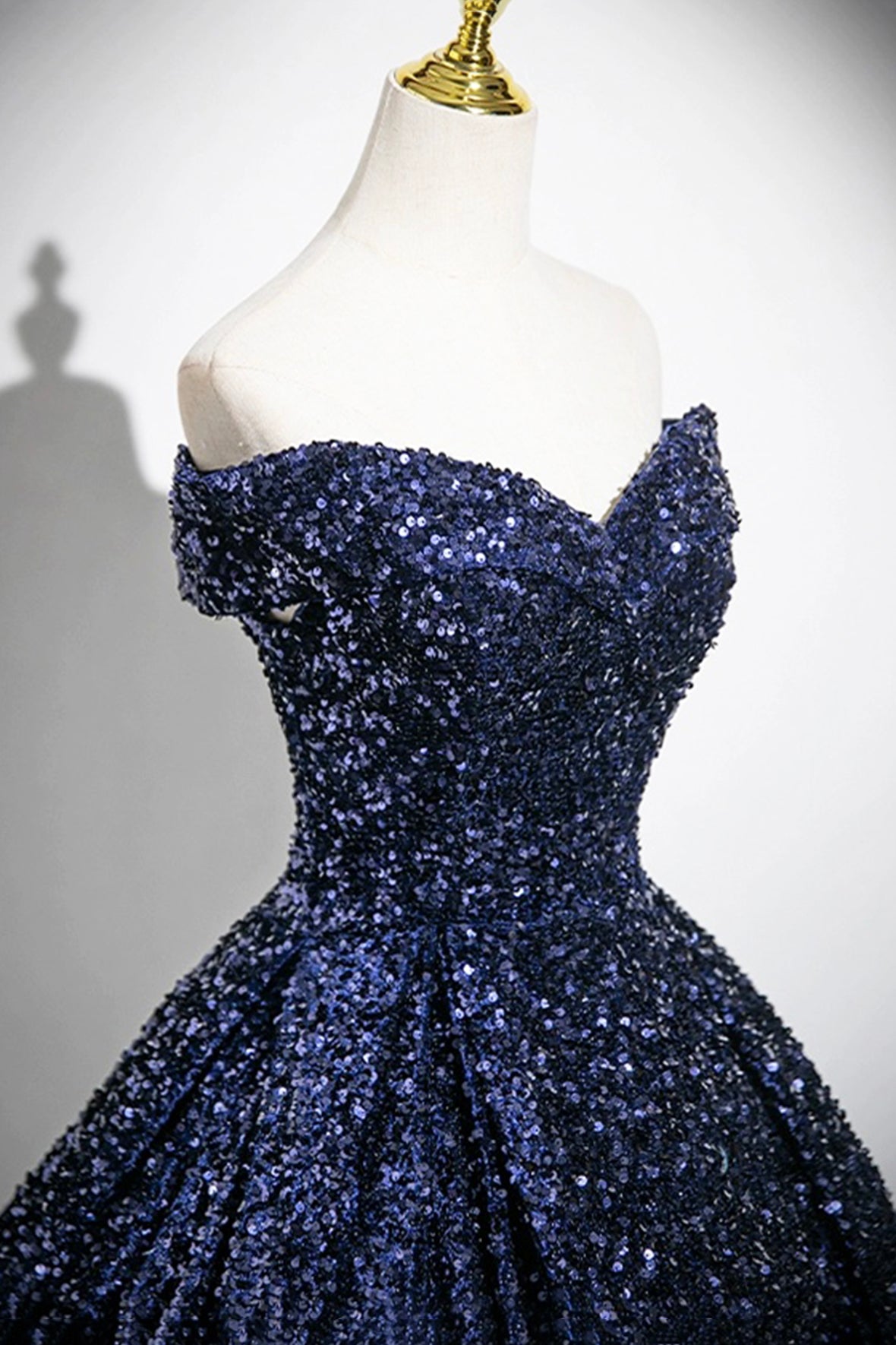 Dark Blue Sequins Long Prom Dress, Elegant A-Line Evening Party Dress