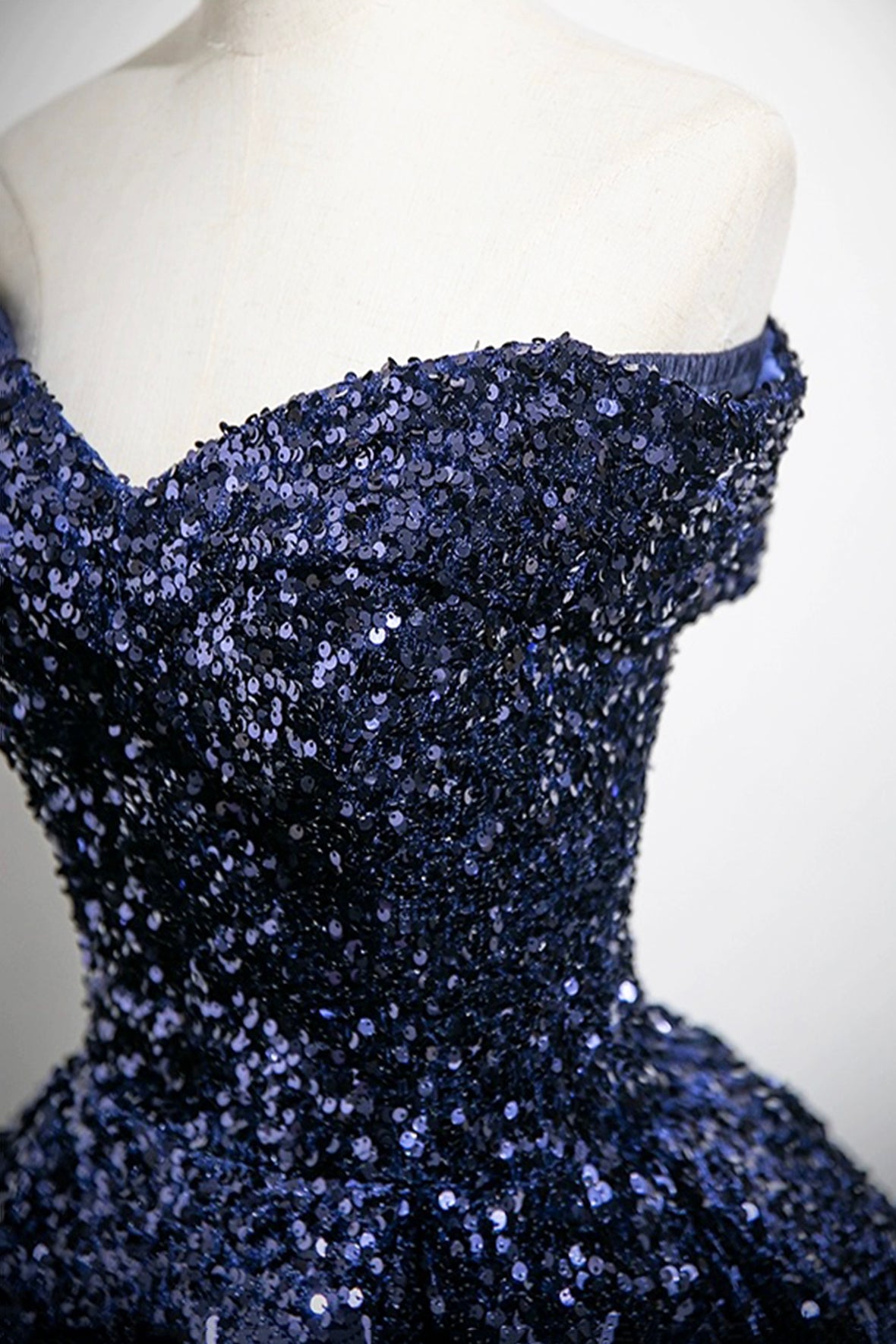 Dark Blue Sequins Long Prom Dress, Elegant A-Line Evening Party Dress