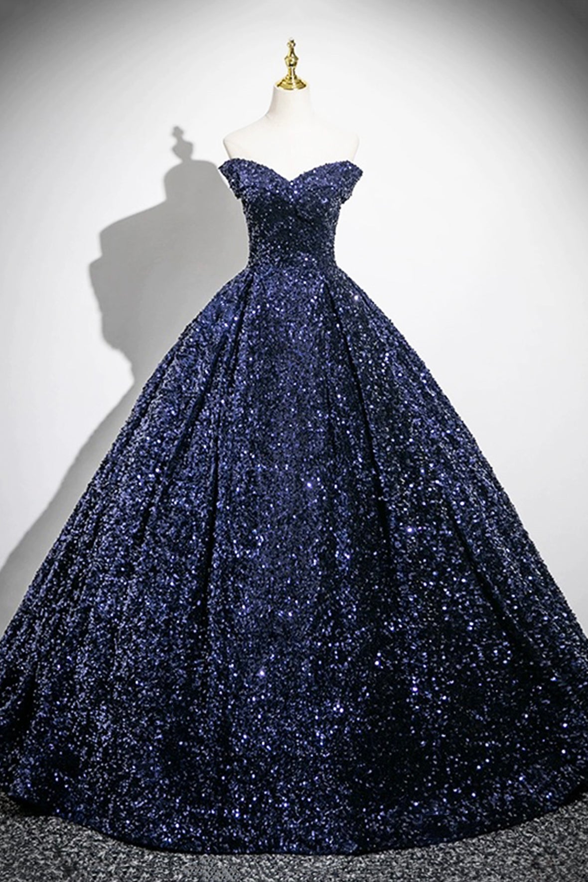 Dark Blue Sequins Long Prom Dress, Elegant A-Line Evening Party Dress Dark Blue Sequins Long Prom Dress, Elegant A-Line Evening Party Dress