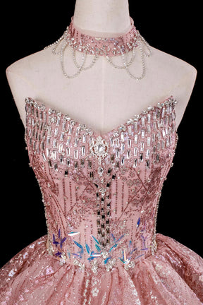 Sparkly Tulle Sequins Formal Evening Gown, A-Line Party Dress