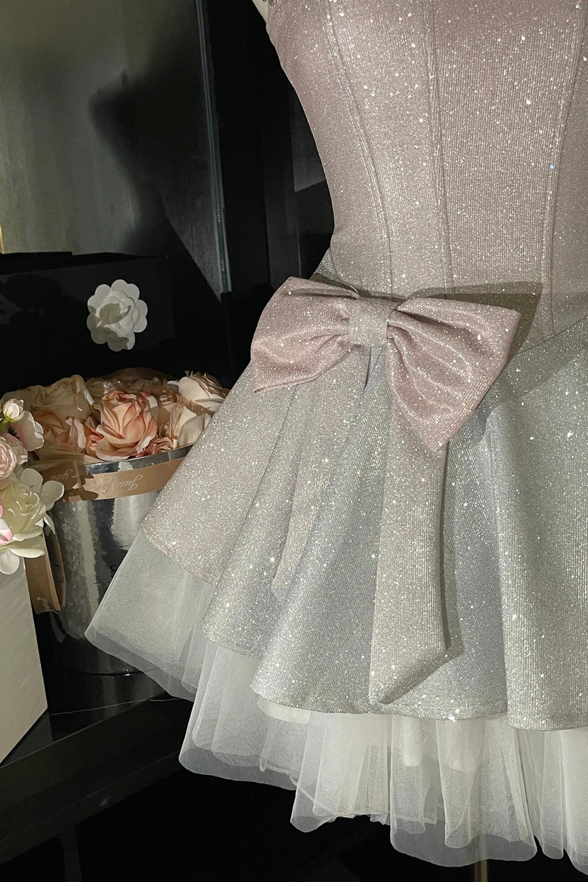 Lovely Short/Mini Party Dress with Rhinestones, Sparkly A-Line Homecoming Graduation Dress