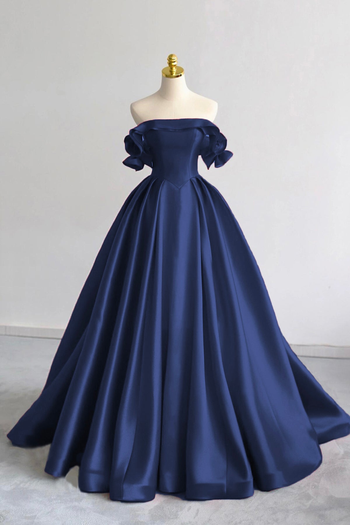 A-Line Satin Long Prom Dress, Elegant Off the Shoulder Evening Party Dress