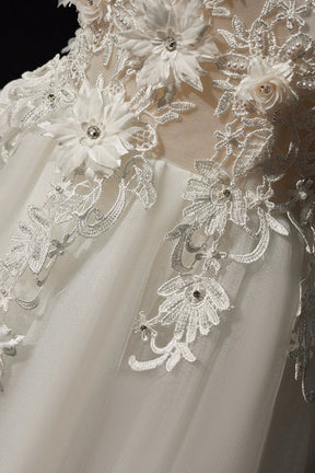 White A-line Off the Shoulder Flowers and Tulle Formal Dress, Beautiful Long Evening Party Dress