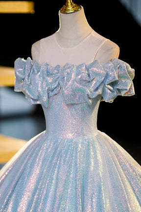Sparkling Tulle Sequins Long Floor Length Formal Dress, Beautiful Off the Shoulder Evening Dress