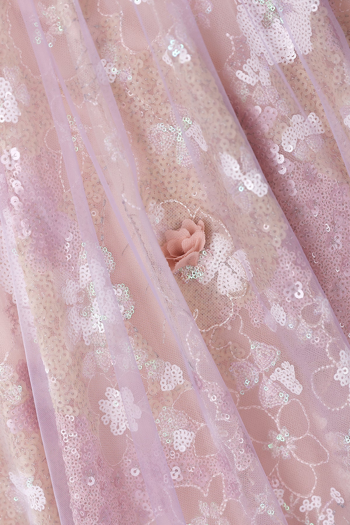 Floral Embroidery Tulle Ball Gown - Lavender Evening Party Dress