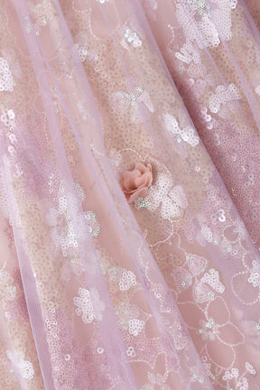 Floral Embroidery Tulle Ball Gown - Lavender Evening Party Dress