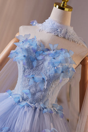 Enchanting Light Blue Tulle Mini Party Gown, A-Line Sweetheart Neck Homecoming Dress