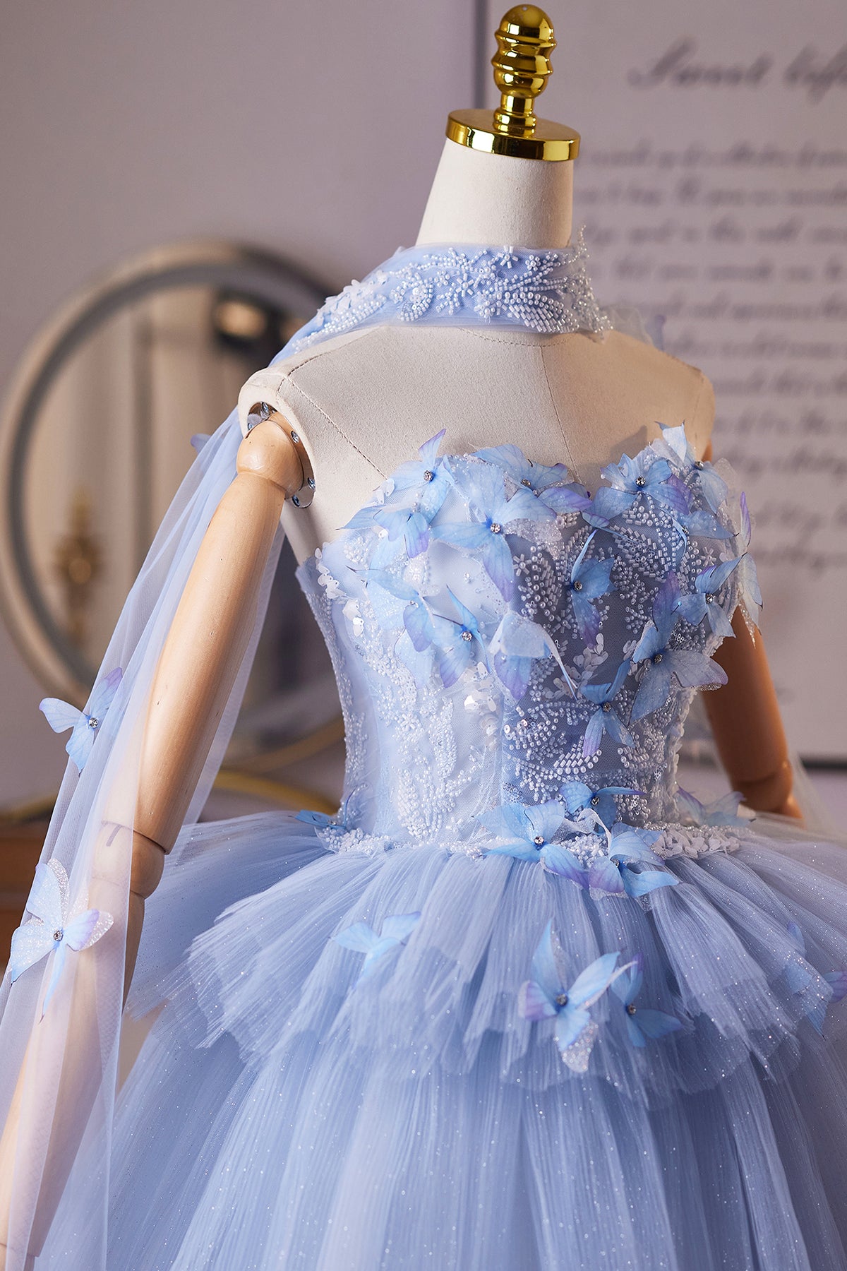 Enchanting Light Blue Tulle Mini Party Gown, A-Line Sweetheart Neck Homecoming Dress
