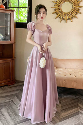 Lovely Soft Pink Floor Length Party Dress, Tulle A-Line Evening Prom Dress