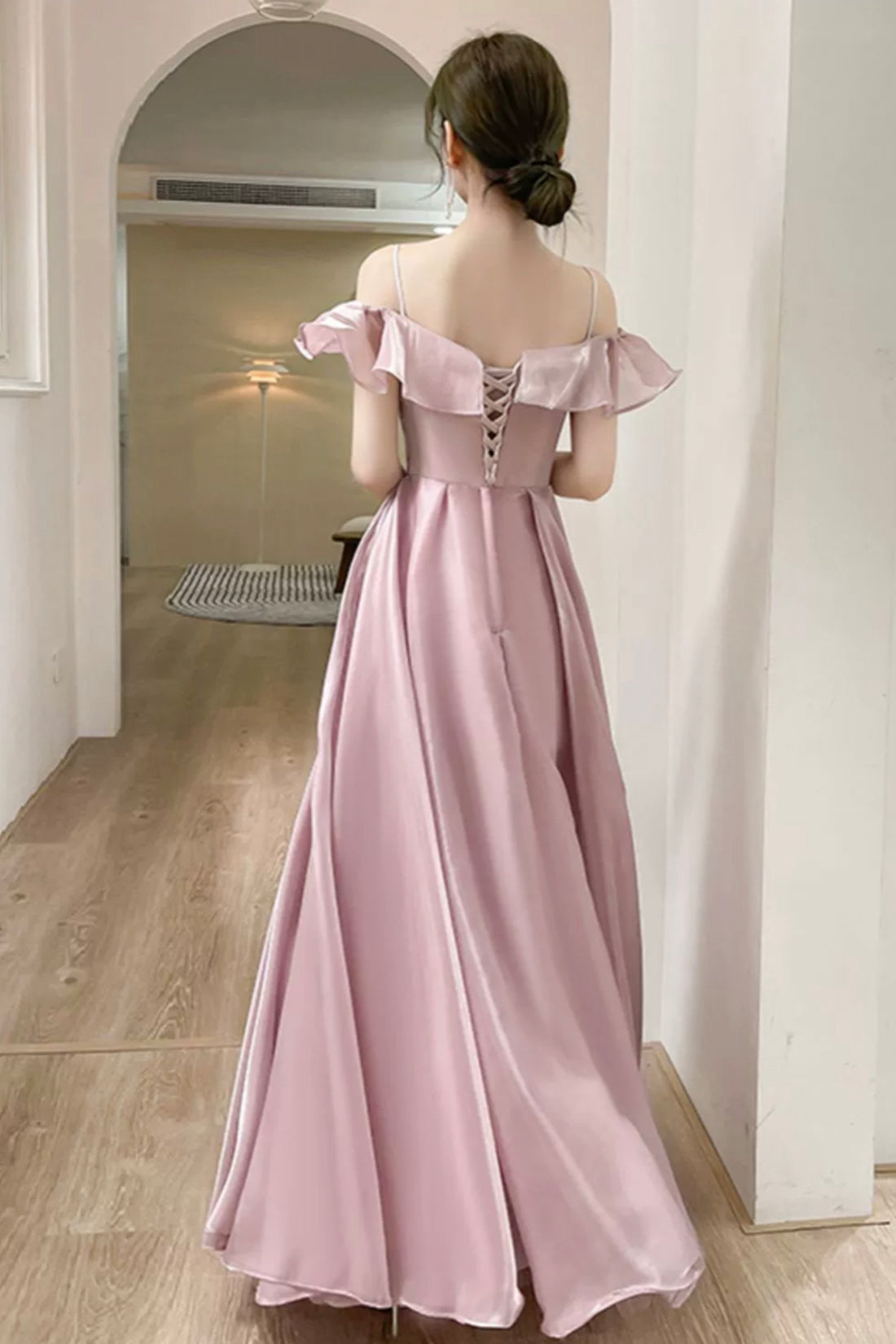 Lovely Soft Pink Floor Length Party Dress, Tulle A-Line Evening Prom D Lovely Soft Pink Floor Length Party Dress, Tulle A-Line Evening Prom D