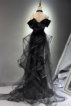 Sparkly Black Evening Gown Off Shoulder Mermaid Prom Dress