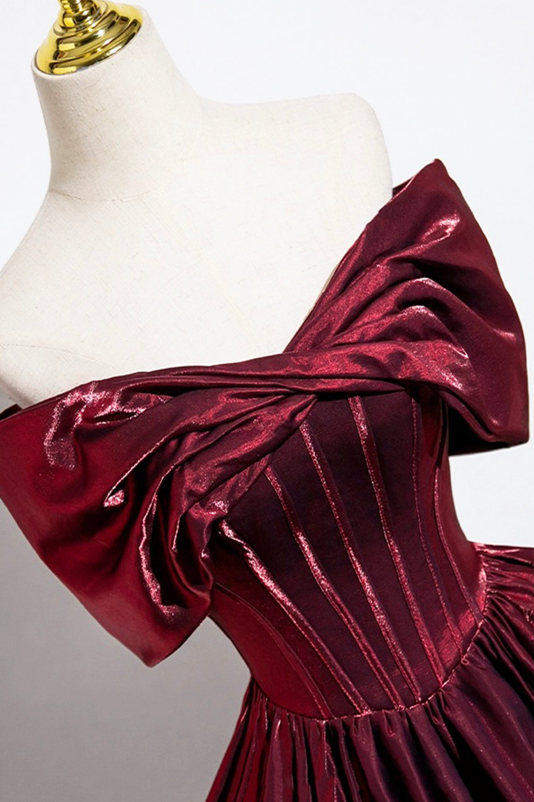 Burgundy Satin Long Prom Dress, Burgundy Off the Shoulder Evening Party Dress