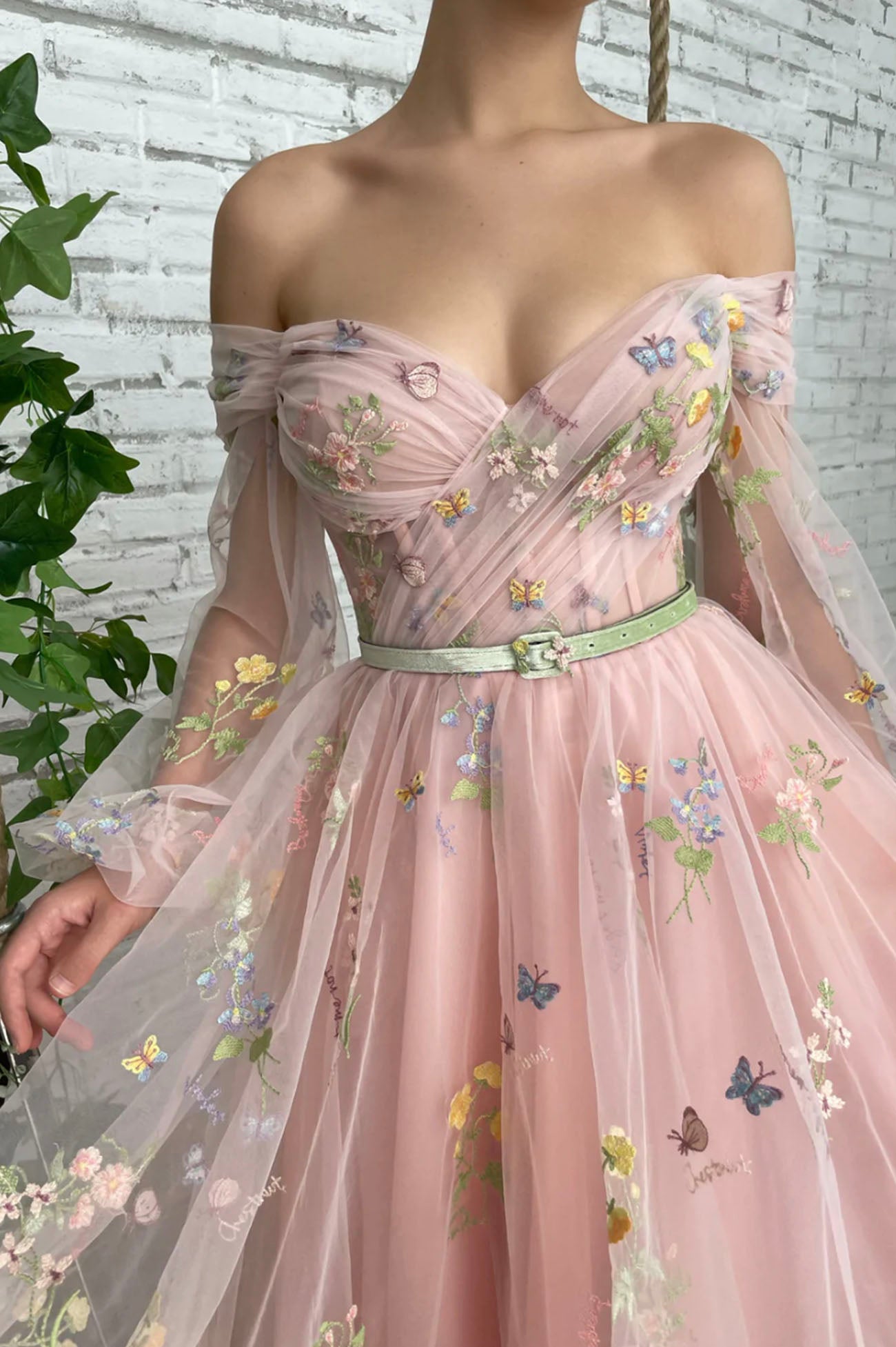 pink graduation dress with sleeves Women Plus Pink Size Rose Jacquard Flared Puff Sleeve A-Line Graduation Dress Suitable For Commuting Elegant Semi Formal Prom Birthday Dresses