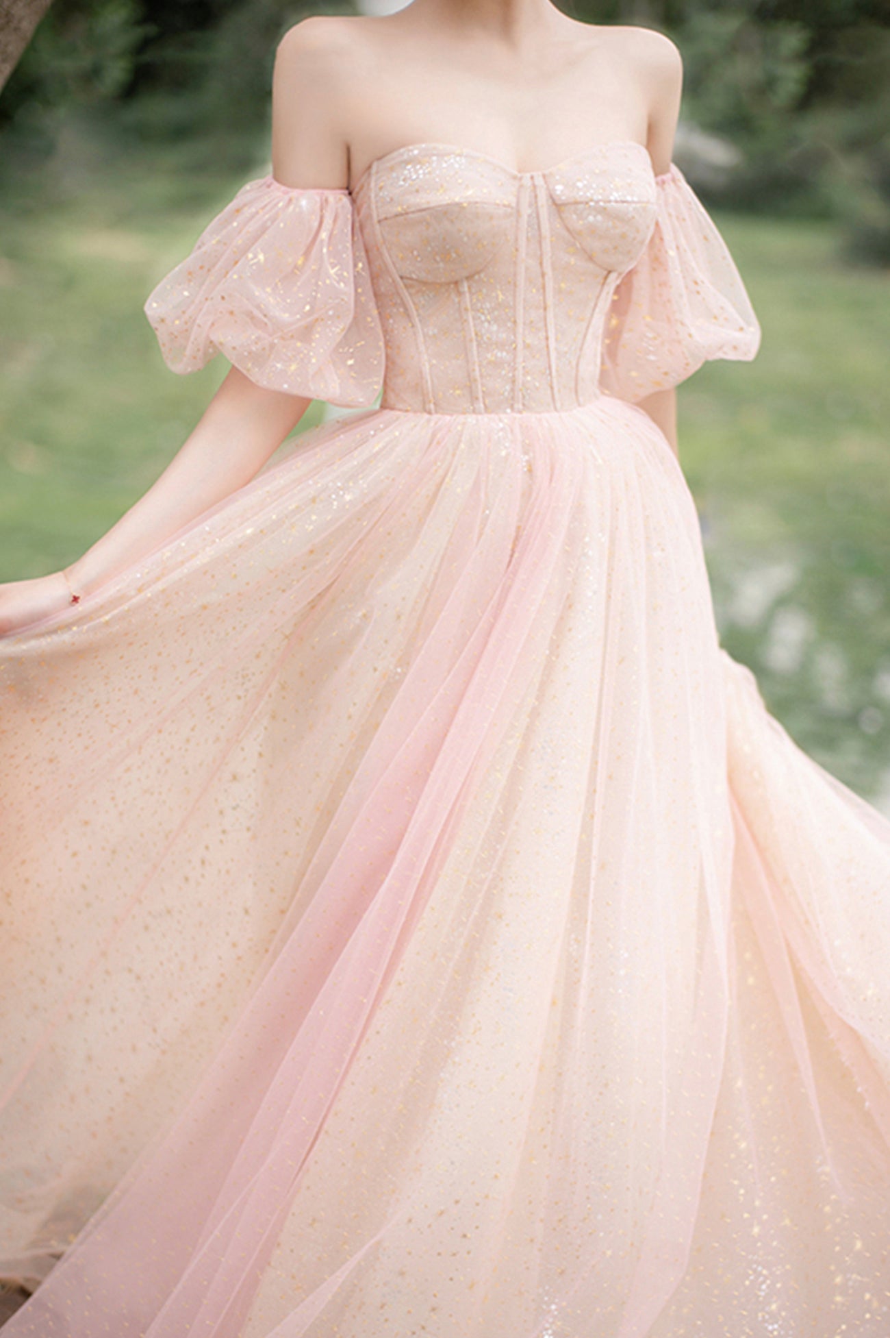 Pink Tulle Off the Shoulder Prom Dress, Cute A-Line Graduation Dress Pink Tulle Off the Shoulder Prom Dress, Cute A-Line Graduation Dress