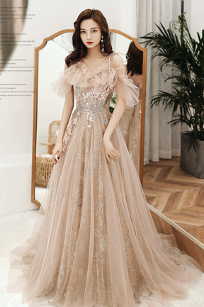 A-Line Tulle Off the Shoulder Prom Dress, Cute Evening Party Dress