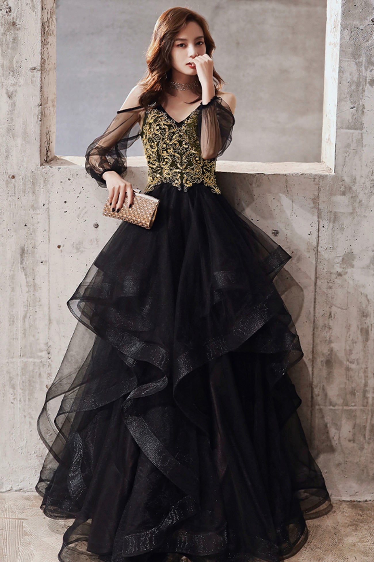 Black Spaghetti Strap Lace Long Prom Dress, Black Evening Graduation D Black Spaghetti Strap Lace Long Prom Dress, Black Evening Graduation D