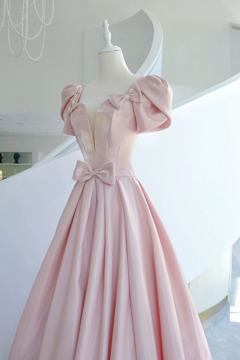 Strapless Pink Satin Long Evening Dress Classy Pink Prom Dress Y442 main image 0