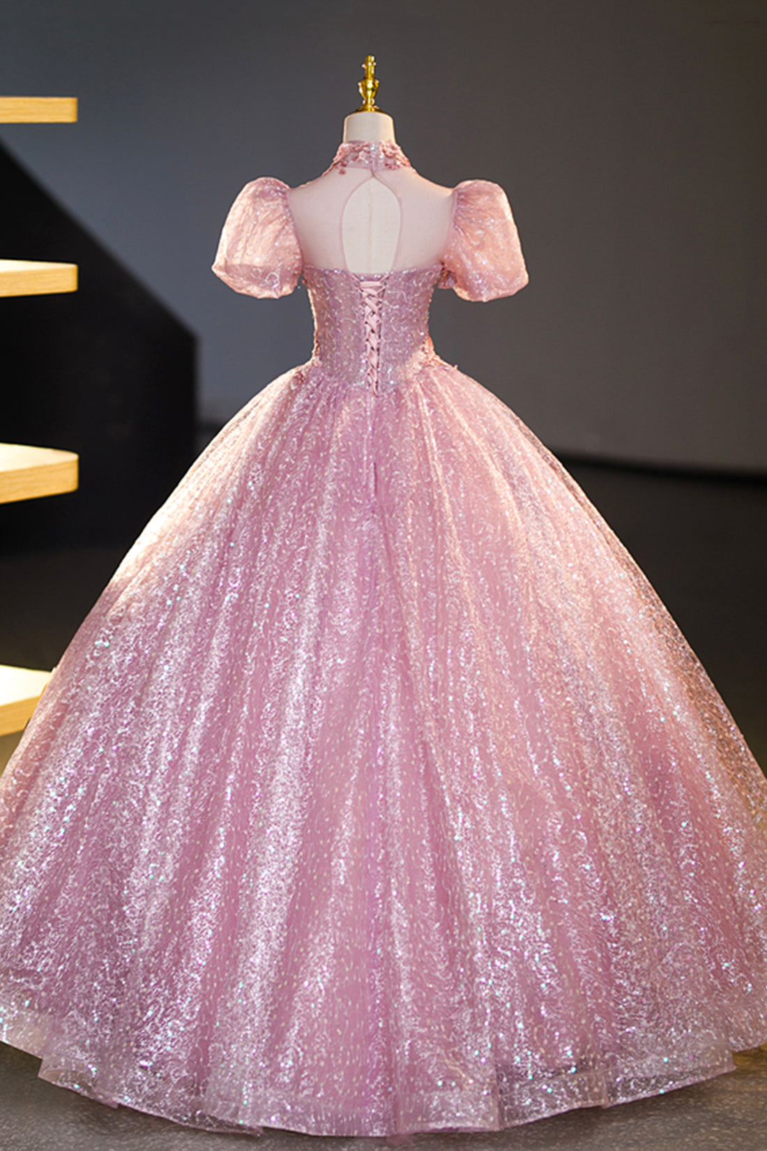 Pink Tulle Lace Princess Dress, Beautiful A-Line Evening Dress Sweet 1 Pink Tulle Lace Princess Dress, Beautiful A-Line Evening Dress Sweet 1
