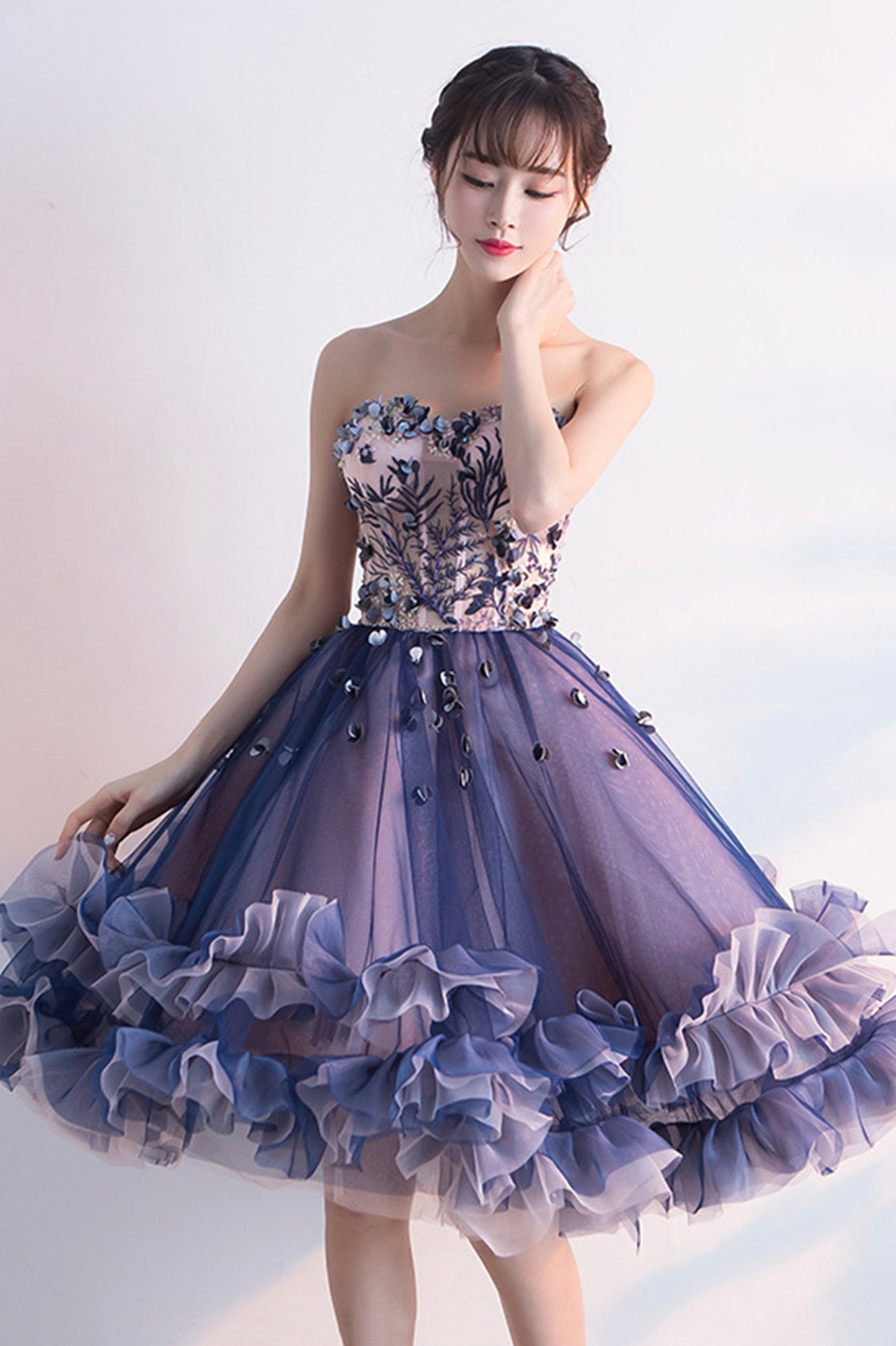 Cute Tulle Short Prom Dress, A-Line Strapless Homecoming Party Dress Cute Tulle Short Prom Dress, A-Line Strapless Homecoming Party Dress