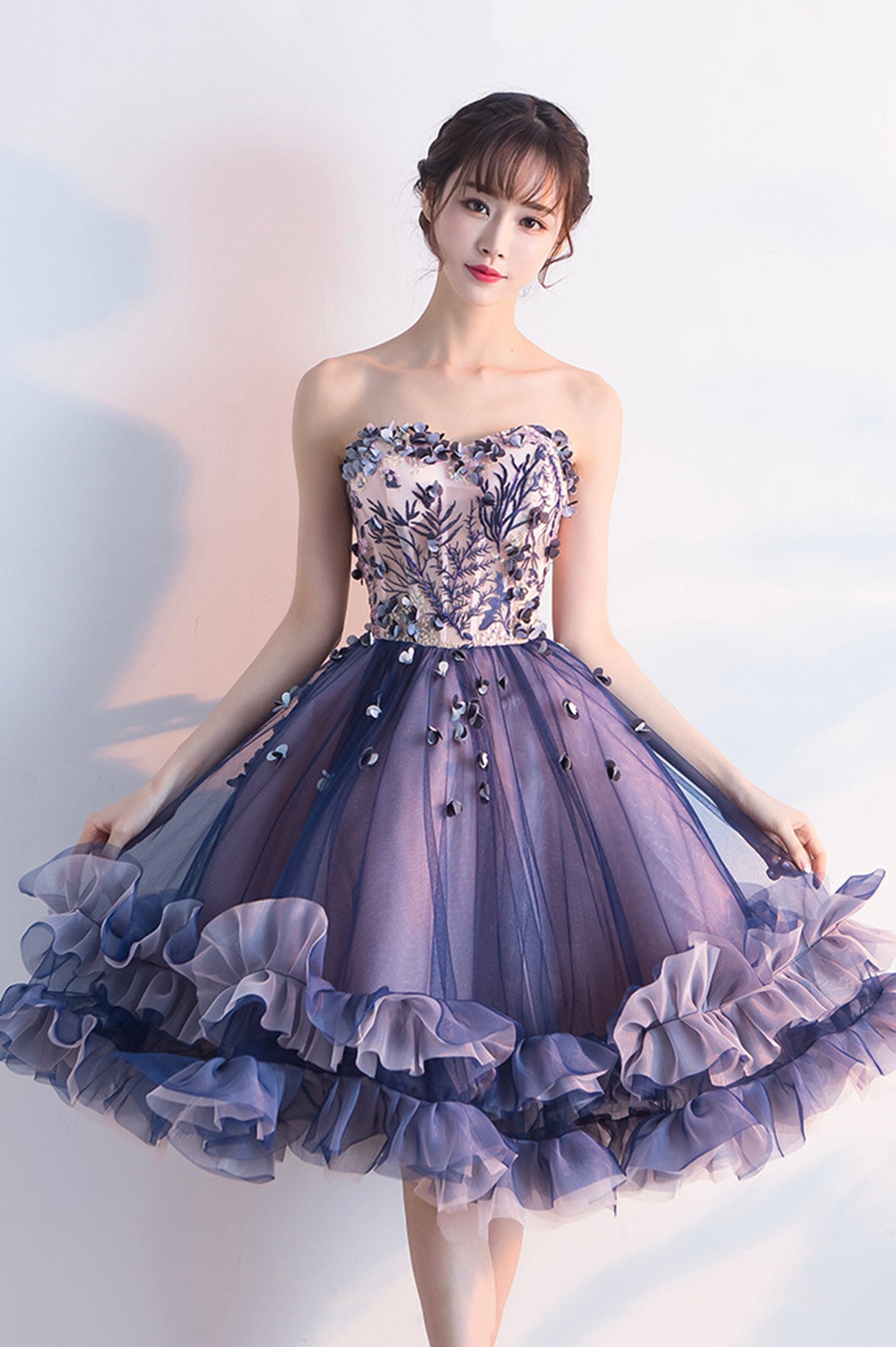 Cute Tulle Short Prom Dress, A-Line Strapless Homecoming Party Dress Cute Tulle Short Prom Dress, A-Line Strapless Homecoming Party Dress