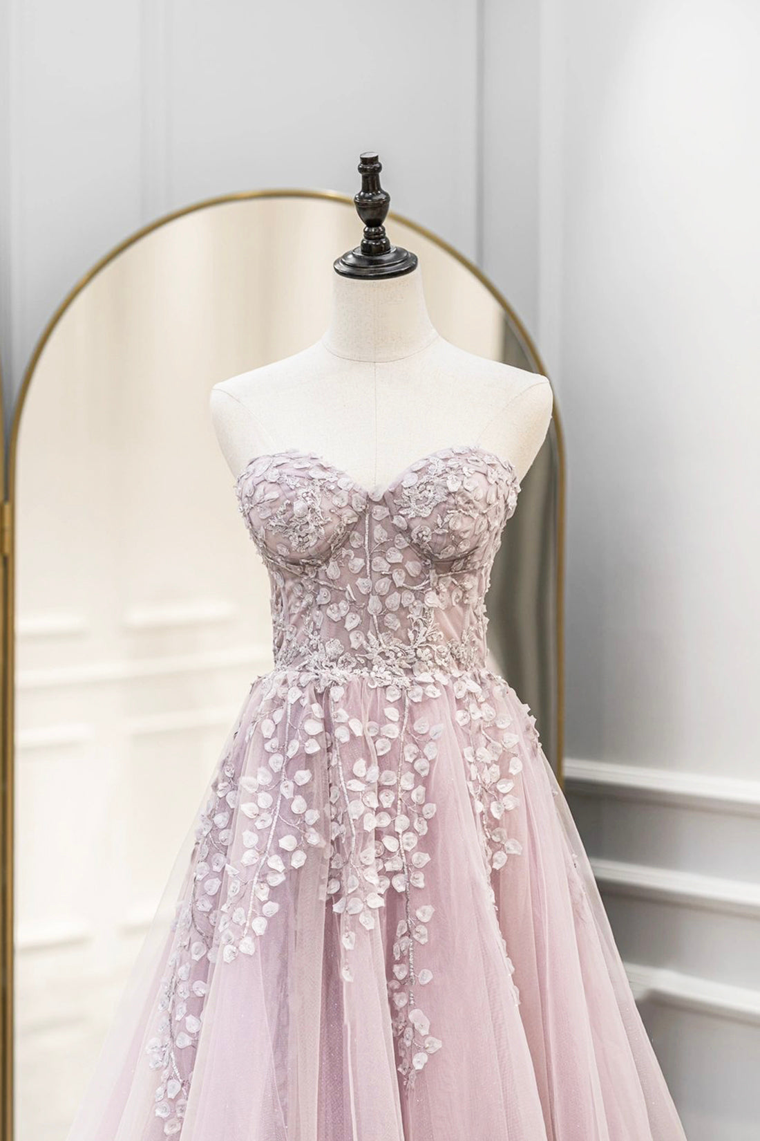 Pink Tulle Sweetheart Long Party Dress, Beautiful A-Line Prom Dress