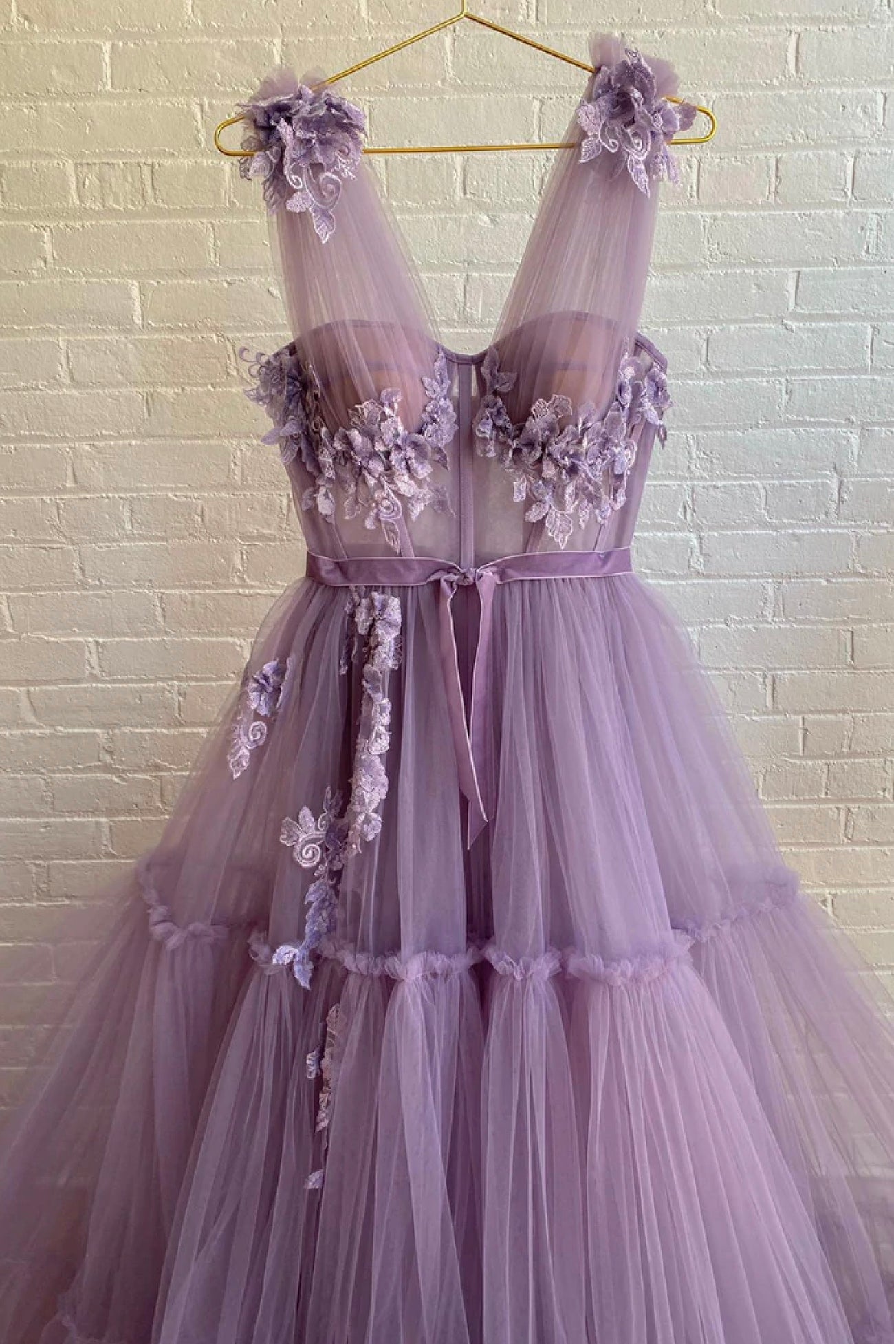 Purple Lace Long Prom Dress,  A-Line Purple Evening Graduation Dress