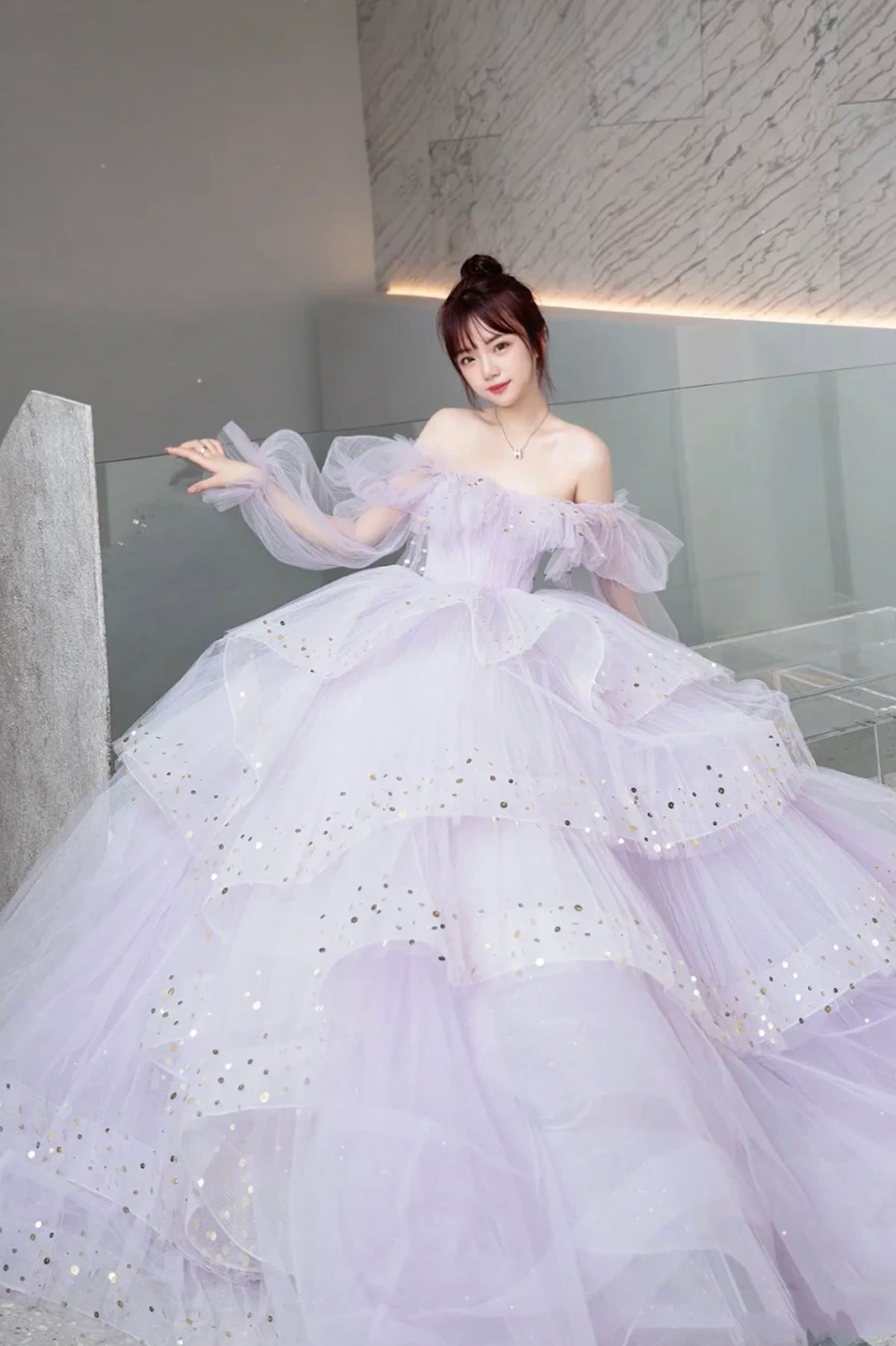 pgmdress Simple V Neck Tulle Long Prom Dress Lilac Tulle Formal Dress PSK259 US10 / Custom Color
