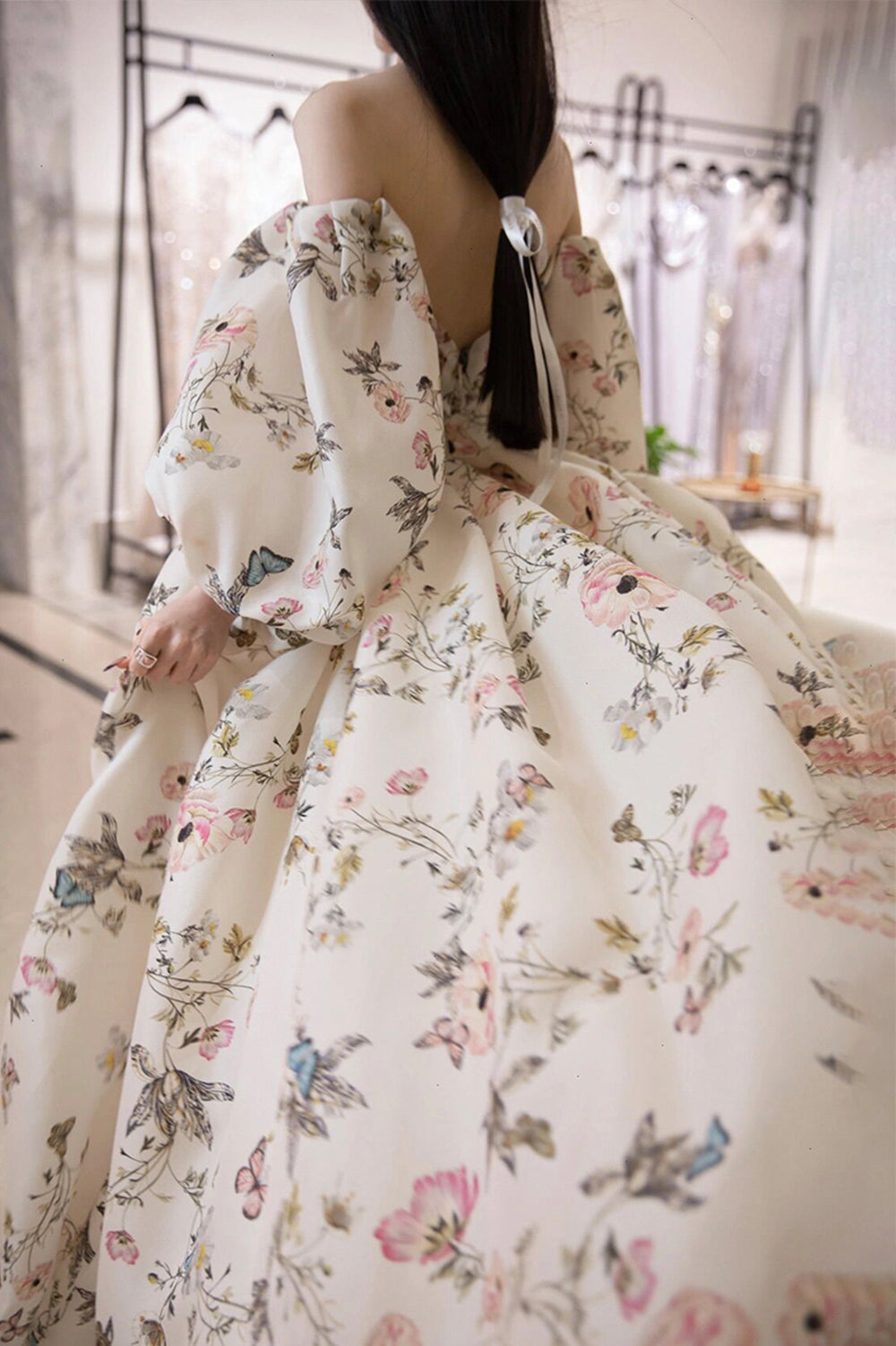 White Long Sleeves Evening Dress Custom Made Ankle Length Prom Gown main image 1